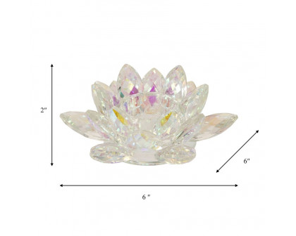 Sagebrook 6" Crystal Lotus Votive Holder - Rainbow