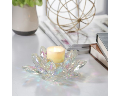 Sagebrook 6" Crystal Lotus Votive Holder - Rainbow