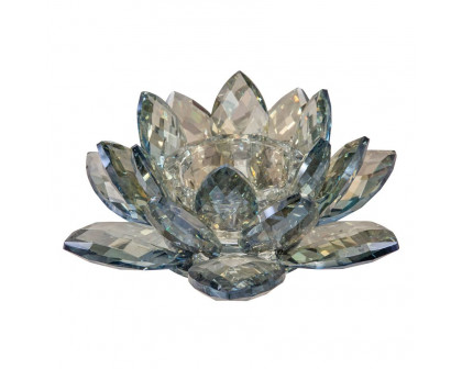 Sagebrook 8.25" Crystal Lotus Candle Holder