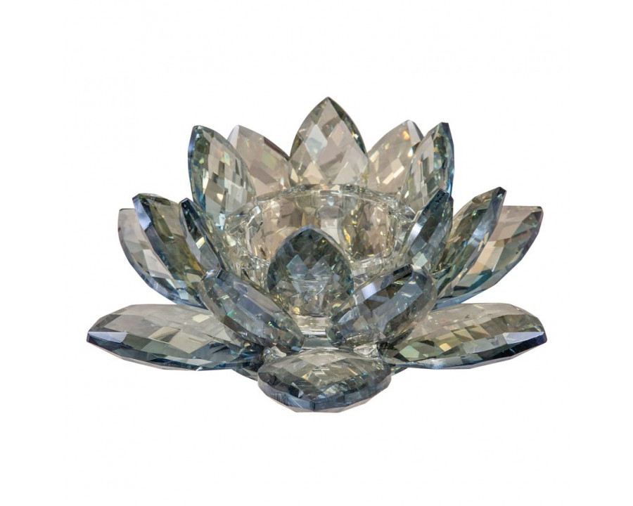 Sagebrook 8.25" Crystal Lotus Votive Holder - Blue