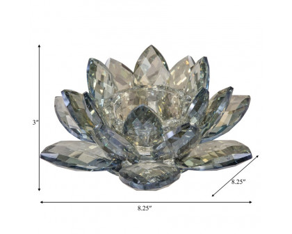 Sagebrook 8.25" Crystal Lotus Votive Holder - Blue