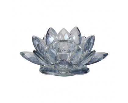 Sagebrook 6" Crystal Lotus Votive Holder - Blue