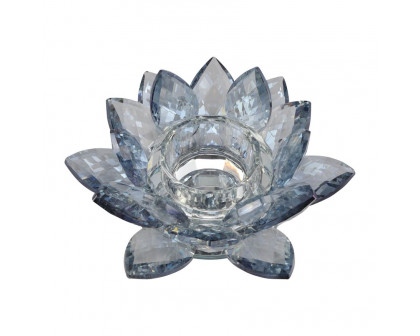 Sagebrook 6" Crystal Lotus Votive Holder - Blue