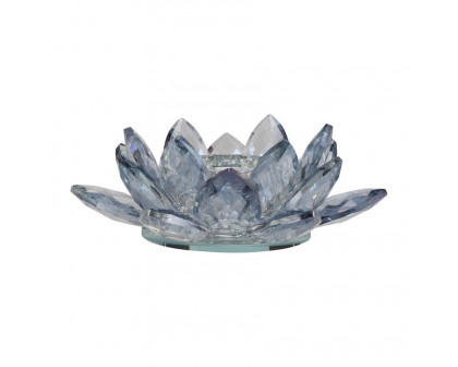 Sagebrook 6" Crystal Lotus Votive Holder - Blue