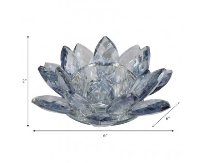 Sagebrook 6" Crystal Lotus Votive Holder - Blue