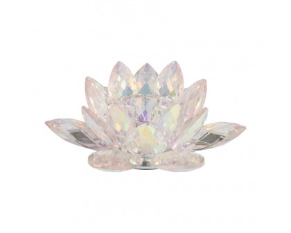 Sagebrook 8.25" Crystal Lotus Candle Holder