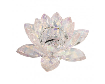 Sagebrook 8.25" Crystal Lotus Votive Holder - Blush