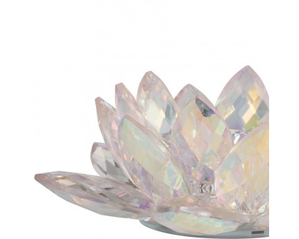 Sagebrook 8.25" Crystal Lotus Votive Holder - Blush