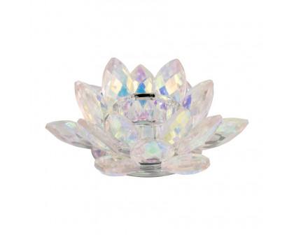 Sagebrook 8.25" Crystal Lotus Candle Holder