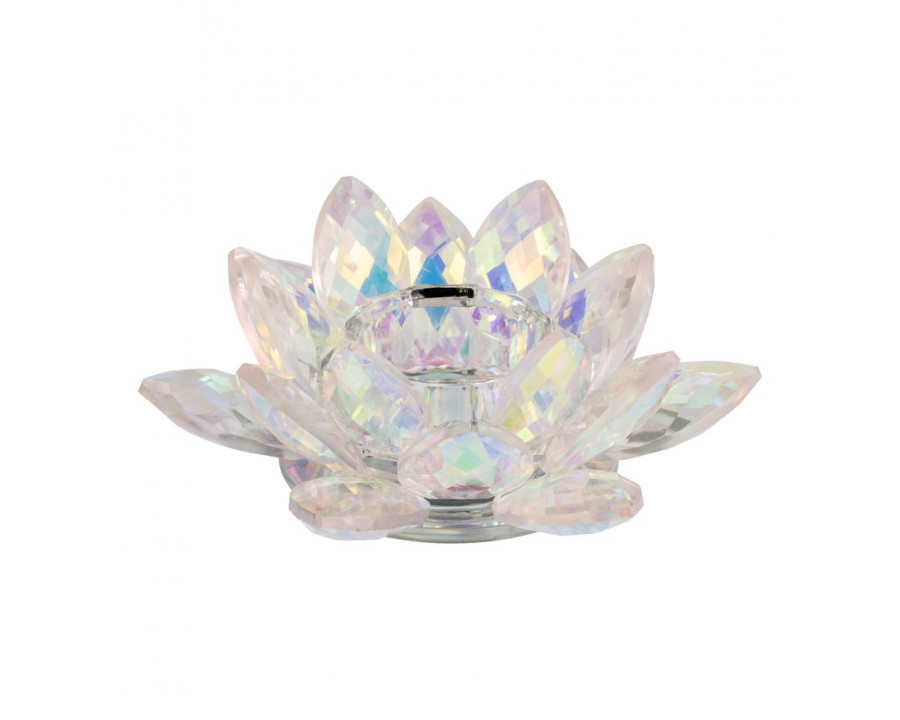 Sagebrook 6" Crystal Lotus Votive Holder - Blush