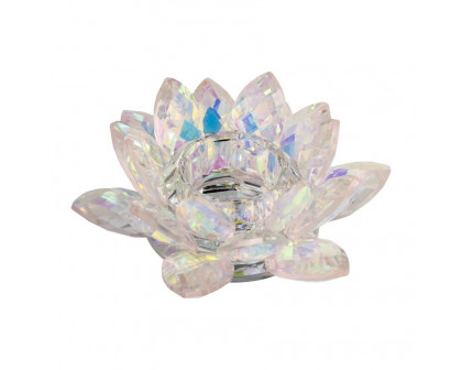 Sagebrook 6" Crystal Lotus Votive Holder - Blush