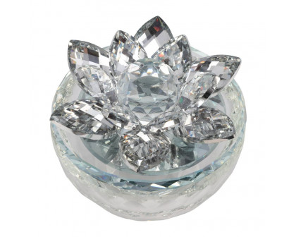 Sagebrook Glass Trinket Box Clear With Silver Lotus Top