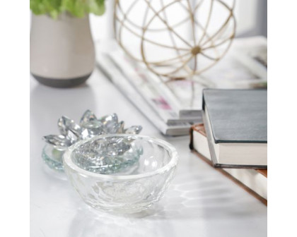 Sagebrook Glass Trinket Box Clear With Silver Lotus Top