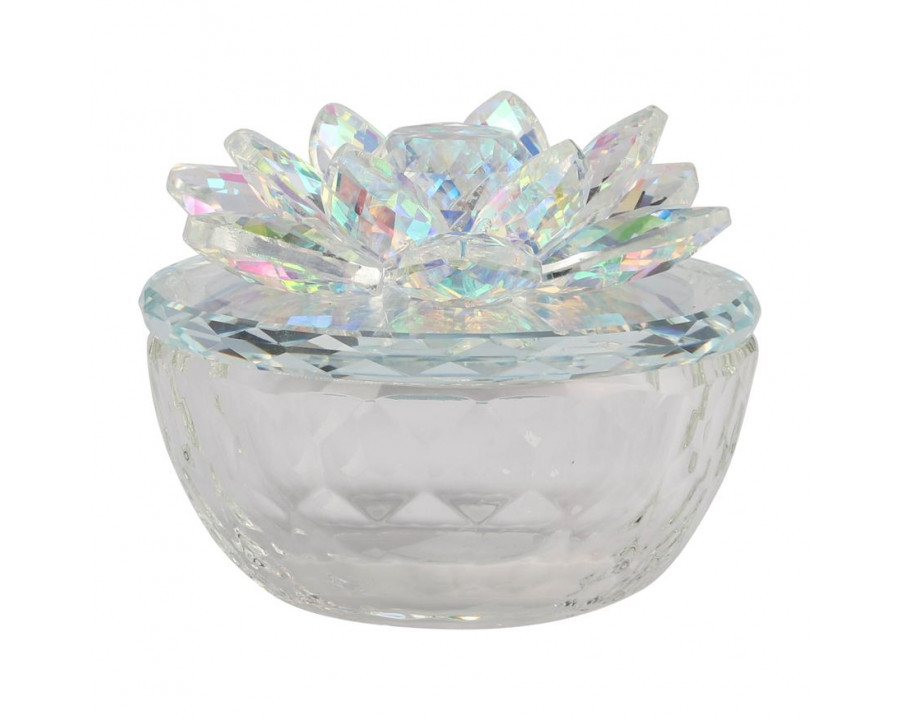 Sagebrook Glass Trinket Box Clear With Rainbow