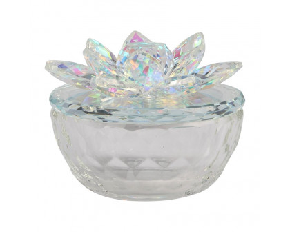 Sagebrook Glass Trinket Box Clear With Rainbow