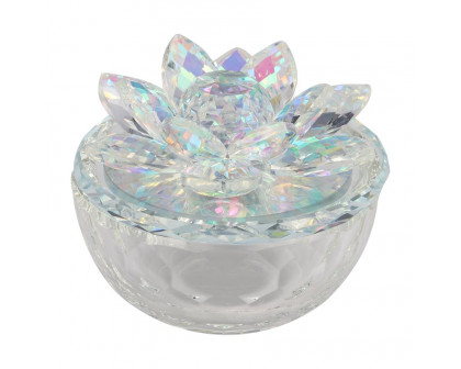 Sagebrook Glass Trinket Box Clear With Rainbow