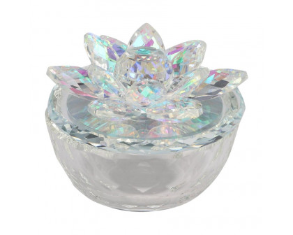 Sagebrook Glass Trinket Box Clear With Rainbow