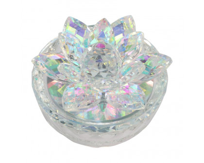 Sagebrook Glass Trinket Box Clear With Rainbow