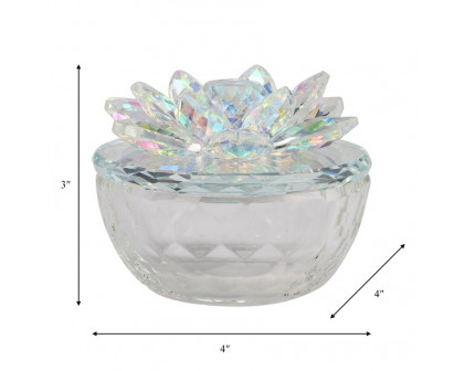 Sagebrook Glass Trinket Box Clear With Rainbow