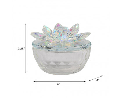 Sagebrook Glass Trinket Box Clear With Rainbow