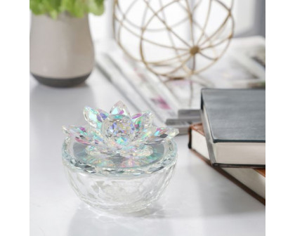 Sagebrook Glass Trinket Box Clear With Rainbow