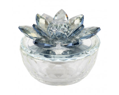 Sagebrook Glass Trinket Box Clear With Silver Lotus Top