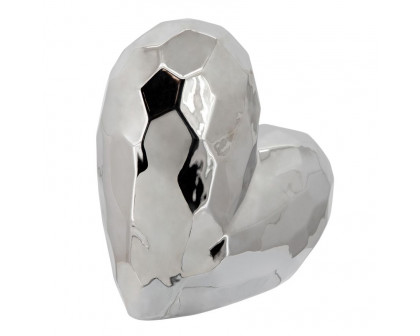 Sagebrook 11" Ceramic Heart - Silver