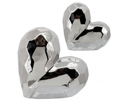 Sagebrook 11" Ceramic Heart - Silver