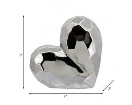 Sagebrook 8" Ceramic Heart - Silver