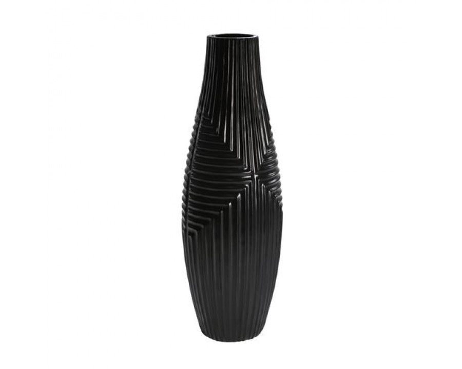 Sagebrook 20" Ceramic Striped Texture Vase - Black