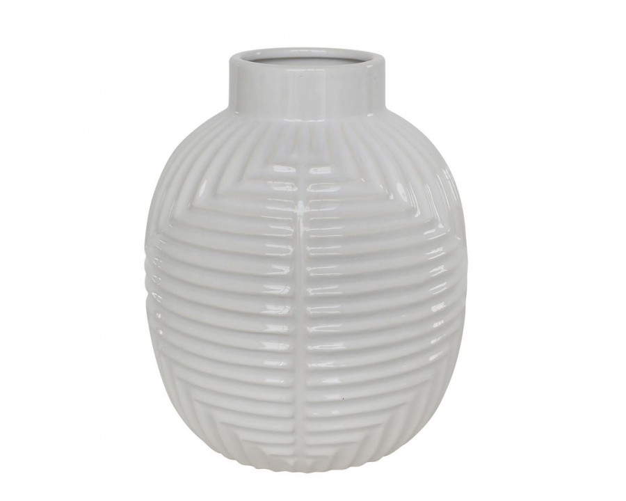 Sagebrook 10" Ceramic Tribal Vase - White