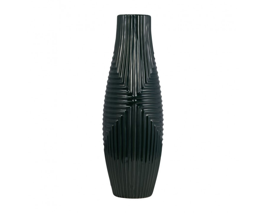 Sagebrook 20" Ceramic Tribal Vase - Forest Green