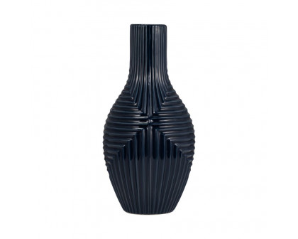 Sagebrook 16" Ceramic Tribal Vase - Navy Blue