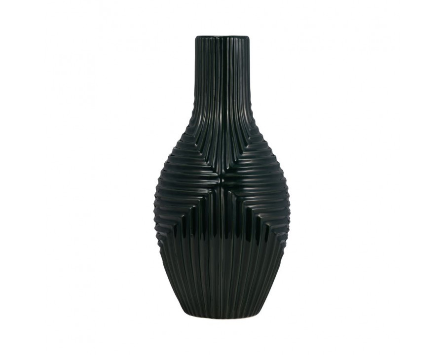 Sagebrook 16" Ceramic Tribal Vase - Forest Green