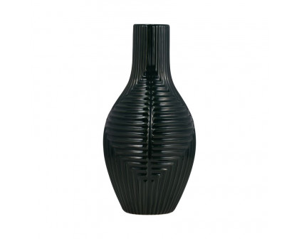 Sagebrook 16" Ceramic Tribal Vase - Forest Green