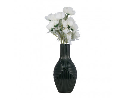 Sagebrook 16" Ceramic Tribal Vase - Forest Green