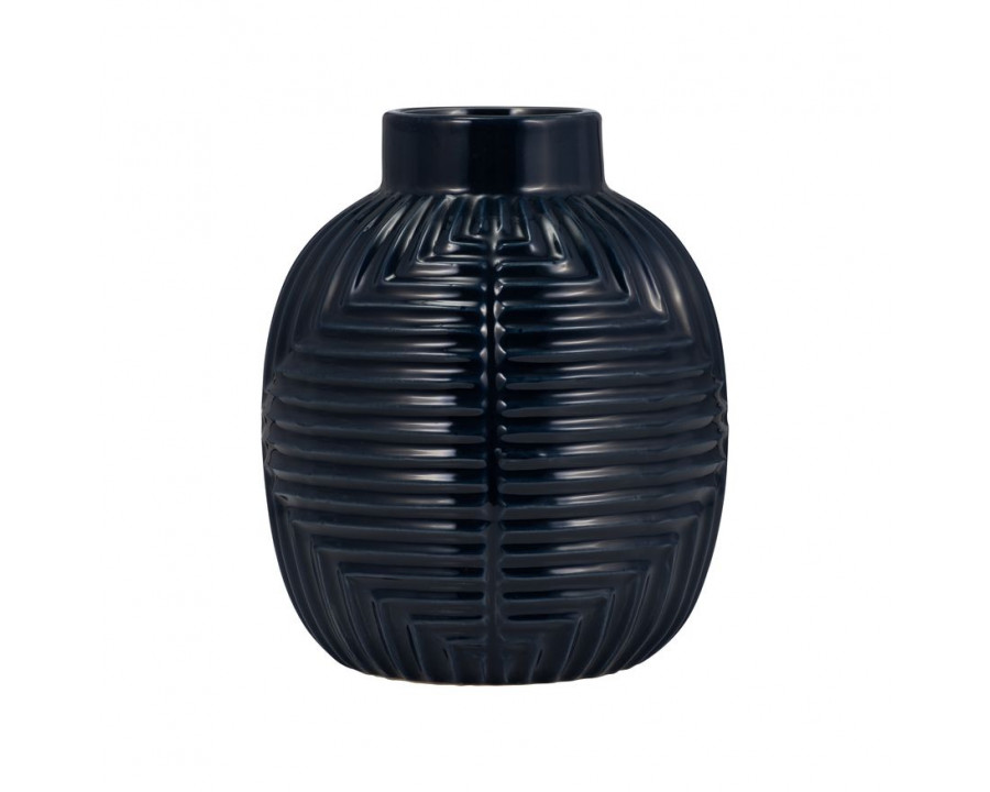 Sagebrook 11" Ceramic Tribal Vase - Navy Blue