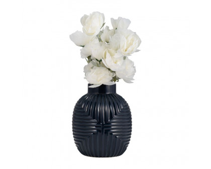 Sagebrook 11" Ceramic Tribal Vase - Navy Blue