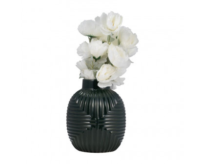 Sagebrook 11" Ceramic Tribal Vase - Forest Green