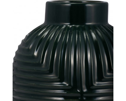 Sagebrook 11" Ceramic Tribal Vase - Forest Green