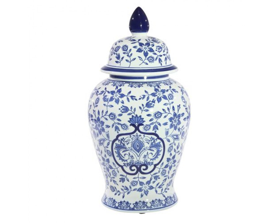 Sagebrook - 18" Temple Jar in White/Blue