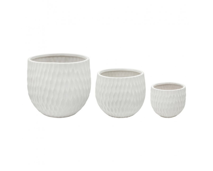 Sagebrook - Ceramic Planters (Set Of 3) in Matte White