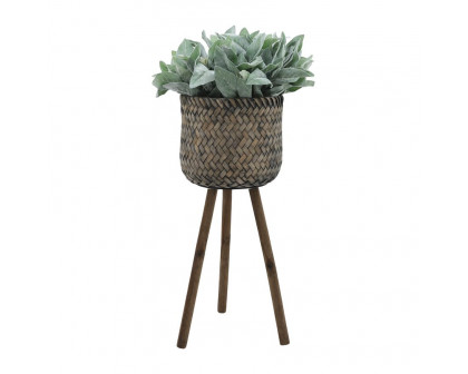 Sagebrook™ Bamboo Planters On Stands (Set Of 2) - Brown/Black