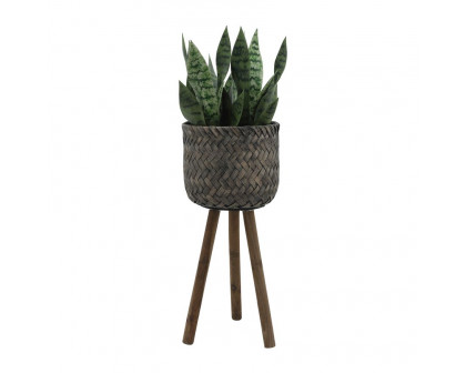 Sagebrook™ Bamboo Planters On Stands (Set Of 2) - Brown/Black