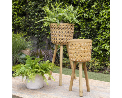 Sagebrook™ Bamboo Planters On Stands (Set Of 2) - Natural