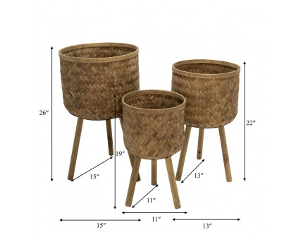 Sagebrook™ Bamboo Planters (Set Of 3) - Brown