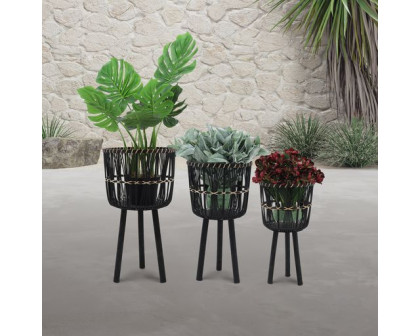 Sagebrook Bamboo Planters (Set Of 3) - Black