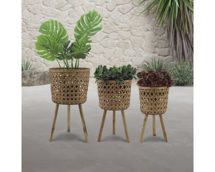 Sagebrook Bamboo Planters (Set Of 3) - Natural