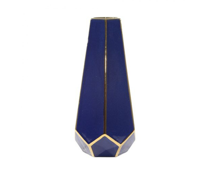 Sagebrook - 11" Faceted Vase in Blue/Gold