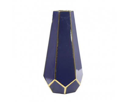 Sagebrook - 11" Faceted Vase in Blue/Gold